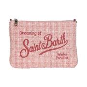 Stilig Tweed Clutch med Brodert Logo