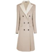 Beige Ullfrakk Loro Piana Stoff