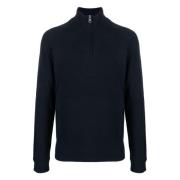 Blå Half Zip Genser Casual Stil