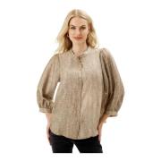 Feminin Crepe Fabric Skjorte Sand