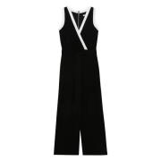 Sort V-hals belte jumpsuit