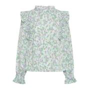 Lavendelblomst Bluse med Volanger