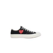 Svart Heart Low-Top Canvas Sneakers