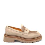 Beige Semsket Loafer med Gummisåle