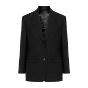 Svart Ull Blazer Elegant Stilig