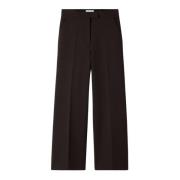 Brun Stretchy Twill Bukse med Høy Midje