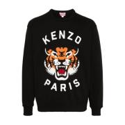 Svart Lucky Tiger Crew Neck Sweatshirt