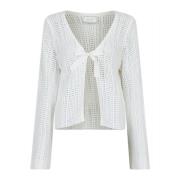 Hvit Neo Noir Bates Crochet Knit Cardigan