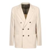 Elegant Beige Dobbeltspent Blazer