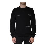 Svart Logo Print Crew Neck Sweatshirt