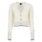 Hvit Ull Cardigan V-Hals Genser