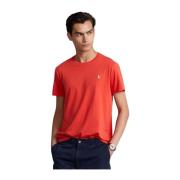 Rød Polo Ralph Lauren Custom Fit Cotton T-Shirt T-Shirt