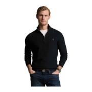 Sort Polo Ralph Lauren Mesh-Knit Cotton Quarter-Zip Sweater Genser Hal...