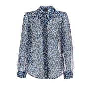 Midnight Blue Bluse med Delikat Print