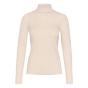 Melange Rollneck LS Ecru Sweater