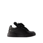 Svart Skinn Sneakers - Portofino Stil