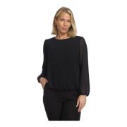 Elegant Svart prikket bluse