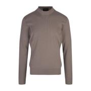 Taupe Silkeblanding Ribbestrikket Sweater