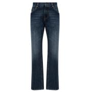 Indigo Blå Straight-Leg Denim Jeans