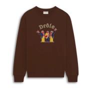 Crewneck Sweatshirt med Fronttrykk og Ribbekanter