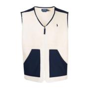 Koselig Fleece Vest Jakke Krem/Marine