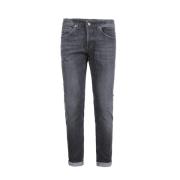 Sort Slim Fit Jeans med Metalllogo