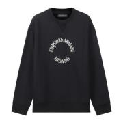 Blå Navy Crewneck Sweatshirt med Brodert Sirkel Logo