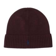 Ull Beanie med Logo Broderi Detalj