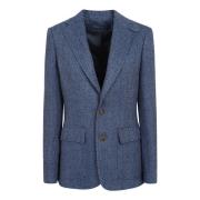 Blå Herringbone Blazer