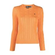 Flettet Crew Neck Genser Oransje