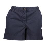 Blå Dame Shorts med Elastisk Midje