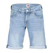 Blå Herre Jeans Shorts, Vasket Effekt