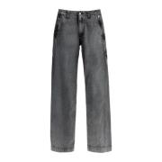 Sort Denim Straight Jeans Store Lommer