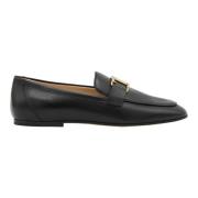 Sort skinn T-logo loafers