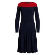 Marineblå Lauren By Ralph Lauren Navy Two-Tone Pointelle Knit Dress Kj...