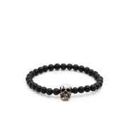 Sort Skull Perle Stretch Armbånd