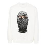 Hvit Streetwear Genser Svart Maske Trykk