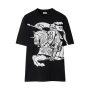 Svart/Hvit Equestrian Knight Print T-skjorte