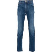 Blå Denim Klassiske Straight Leg Jeans