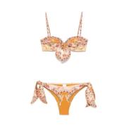 Oransje Mix Print Bikini Sett