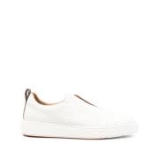 Beige Skinn Slip-On Sneakers