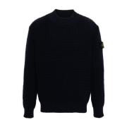 Navy Blue Strikkgenser Sweater Aw24