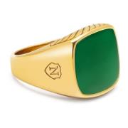 Gentlemen's Gold Signet Ring with Green Jade