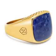 Gentlemen's Gold Signet Ring with Blue Dumortierite