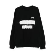 Svart Crew Neck Sweatshirt med Drop Shoulder