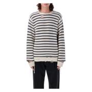 Distressed Striped Sweater Strikkevarer Navy