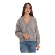 Cardigan med knapper Mohairblanding Boxy-stil