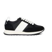 Svart Semsket og Stoff Runner Sneakers