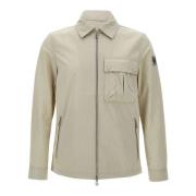 Hvit Overshirt Bomullsblanding Gabardine Stoff