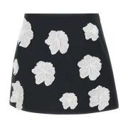 Satin Flower Embroidered Skirt